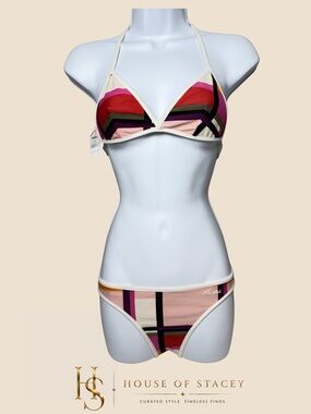 Bikini Set Red Plaid Halter 2PC EU 36
